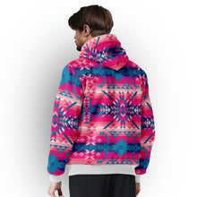 Load image into Gallery viewer, Desert Geo Blue Sherpa Hoodie hoodie Herman 
