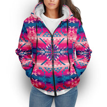 Load image into Gallery viewer, Desert Geo Blue Sherpa Hoodie hoodie Herman 
