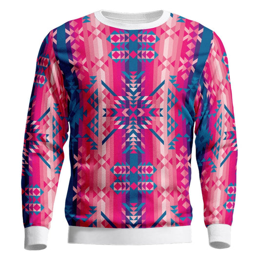 Desert Geo Blue Unisex Crewneck Long Sleeve Top 49 Dzine 