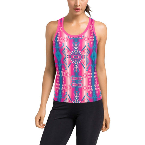 Desert Geo Blue Women's Racerback Tank Top (Model T60) Racerback Tank Top (T60) e-joyer 