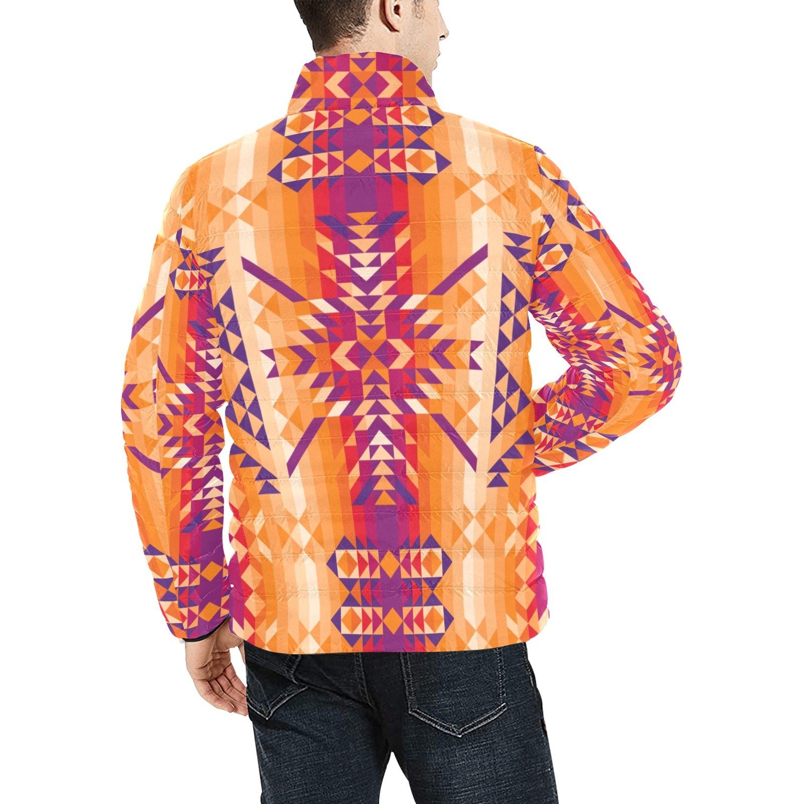 Desert Geo Unisex Stand Collar Padded Jacket Men's Stand Collar Padded Jacket (H41) e-joyer 