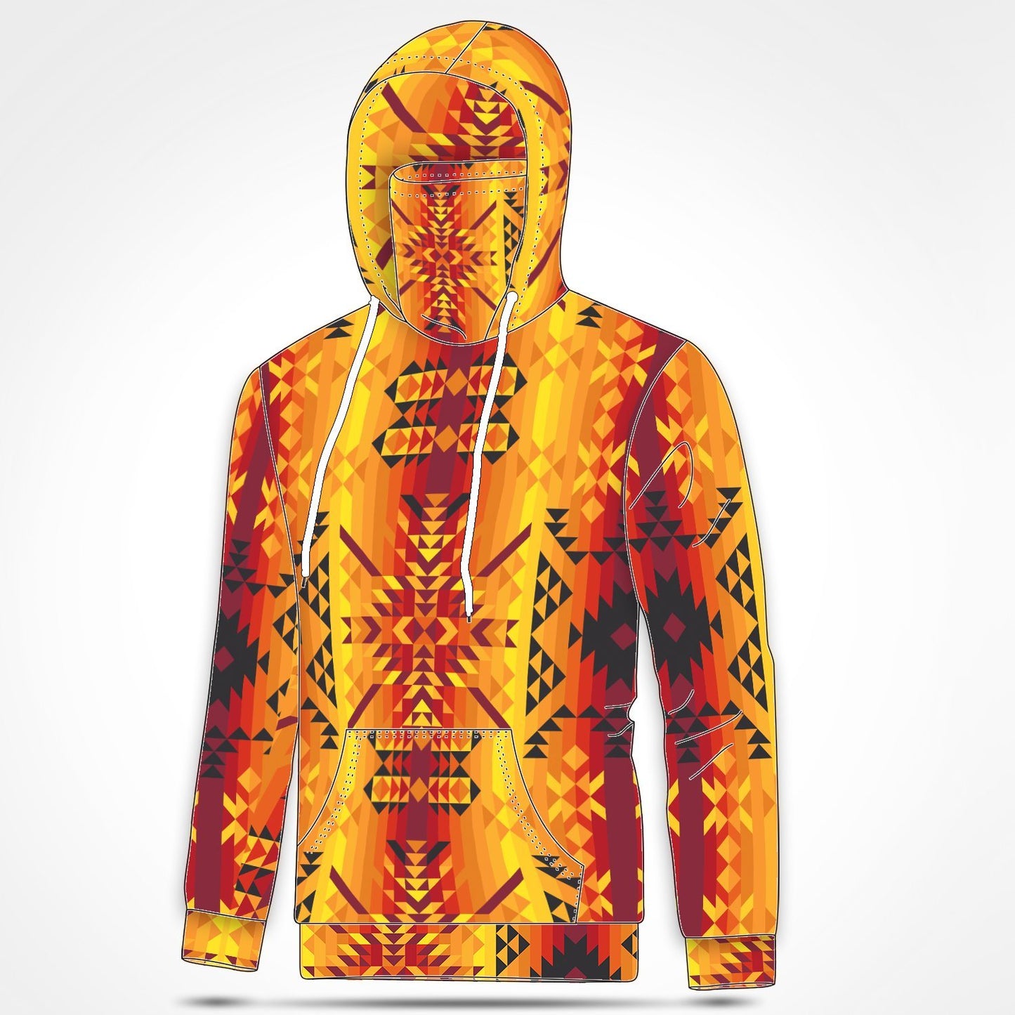 Desert Geo Yellow Hoodie with Face Cover 49 Dzine 