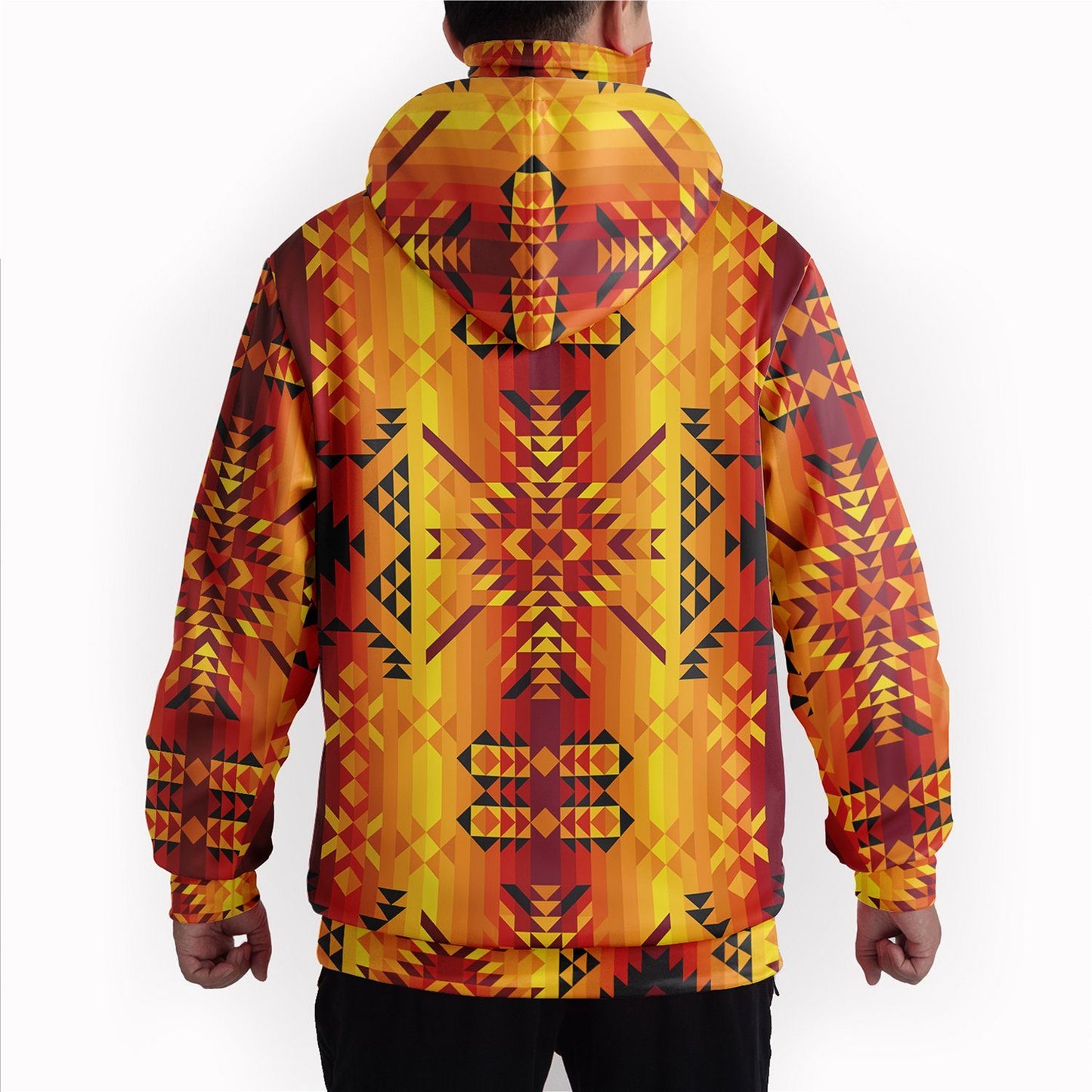 Desert Geo Yellow Hoodie with Face Cover 49 Dzine 