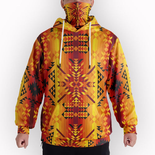 Desert Geo Yellow Hoodie with Face Cover 49 Dzine 