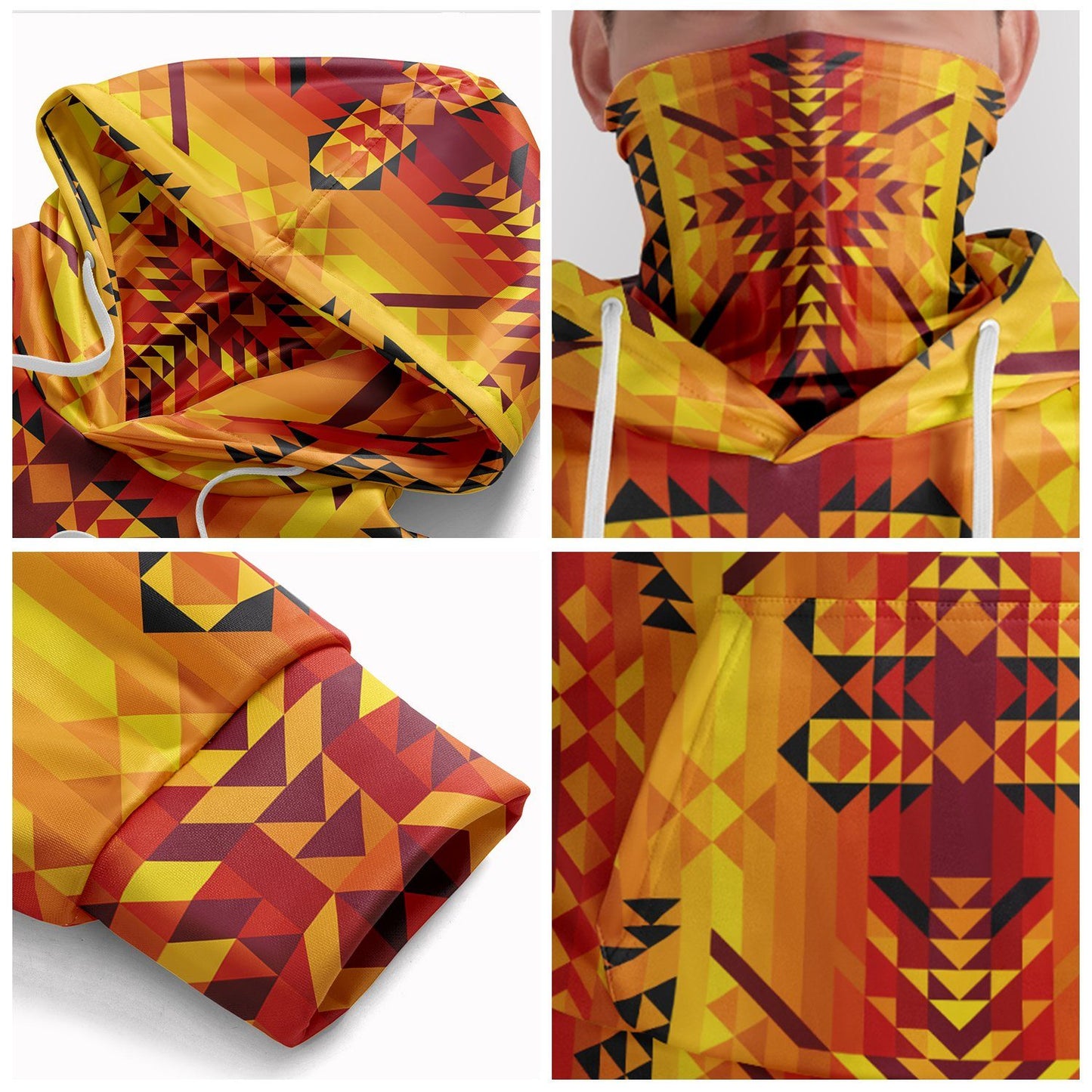 Desert Geo Yellow Hoodie with Face Cover 49 Dzine 