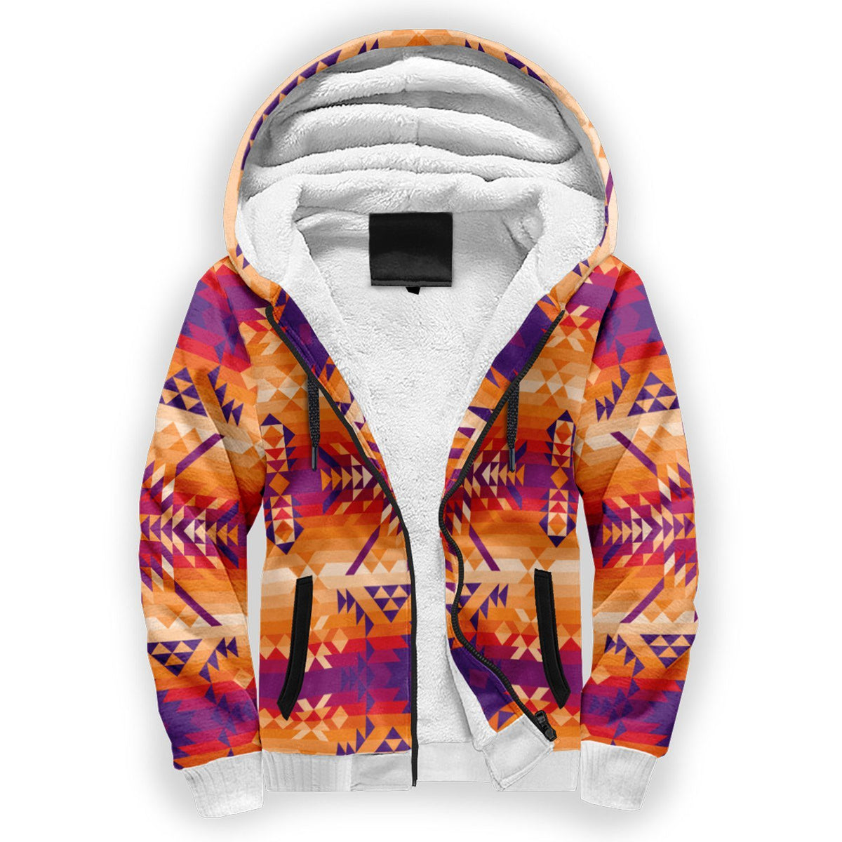Desert Geo Yellow Purple Sherpa Hoodie by 49 Dzine