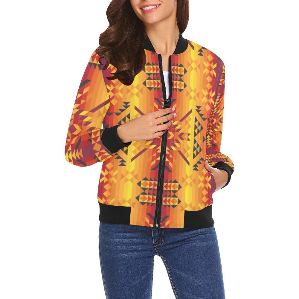 Desert Geo Yellow Red All Over Print Bomber Jacket for Women (Model H19) All Over Print Bomber Jacket for Women (H19) e-joyer 