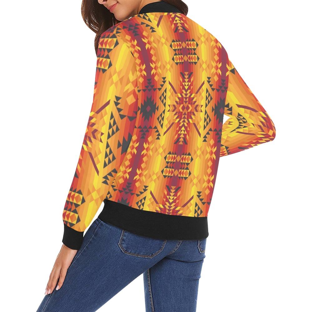 Desert Geo Yellow Red All Over Print Bomber Jacket for Women (Model H19) All Over Print Bomber Jacket for Women (H19) e-joyer 