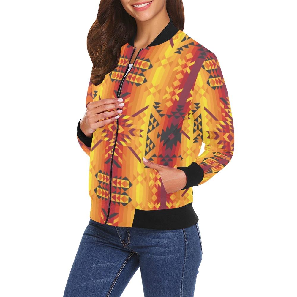 Desert Geo Yellow Red All Over Print Bomber Jacket for Women (Model H19) All Over Print Bomber Jacket for Women (H19) e-joyer 