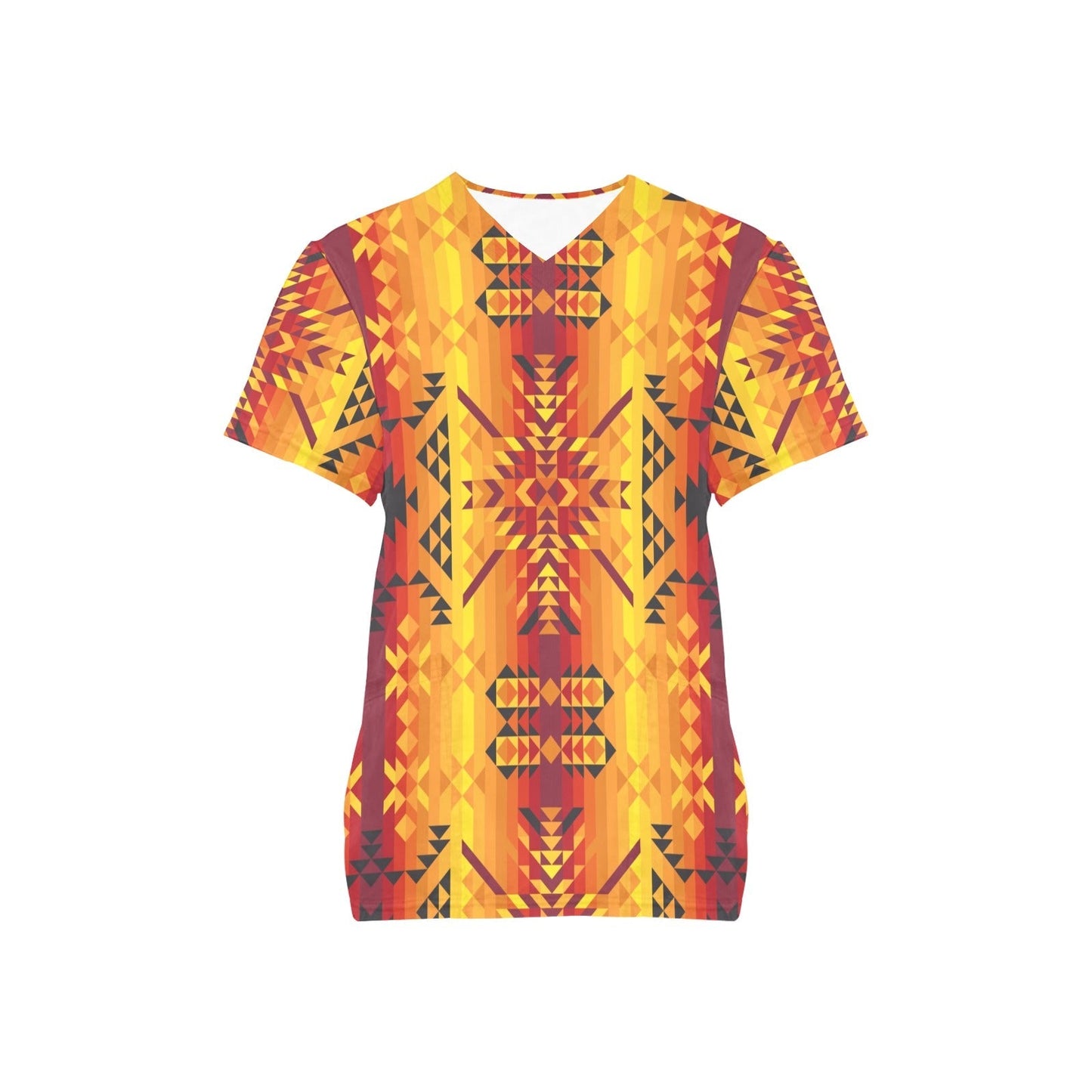 Desert Geo Yellow Red All Over Print Scrub Top Scrub Top e-joyer 