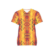 Load image into Gallery viewer, Desert Geo Yellow Red All Over Print Scrub Top Scrub Top e-joyer 
