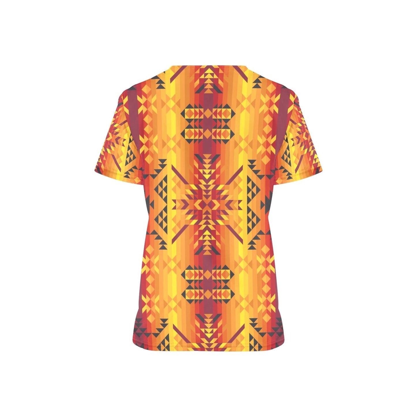 Desert Geo Yellow Red All Over Print Scrub Top Scrub Top e-joyer 