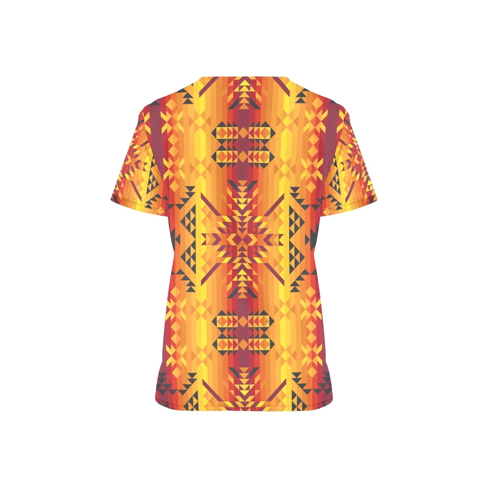 Desert Geo Yellow Red All Over Print Scrub Top Scrub Top e-joyer 