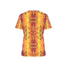 Load image into Gallery viewer, Desert Geo Yellow Red All Over Print Scrub Top Scrub Top e-joyer 
