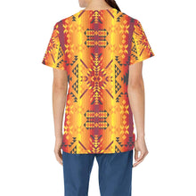 Load image into Gallery viewer, Desert Geo Yellow Red All Over Print Scrub Top Scrub Top e-joyer 
