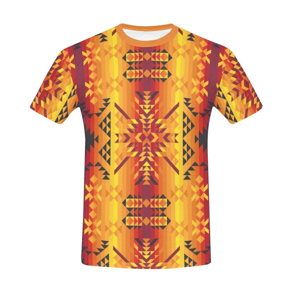 Desert Geo Yellow Red All Over Print T-Shirt for Men (USA Size) (Model T40) All Over Print T-Shirt for Men (T40) e-joyer 