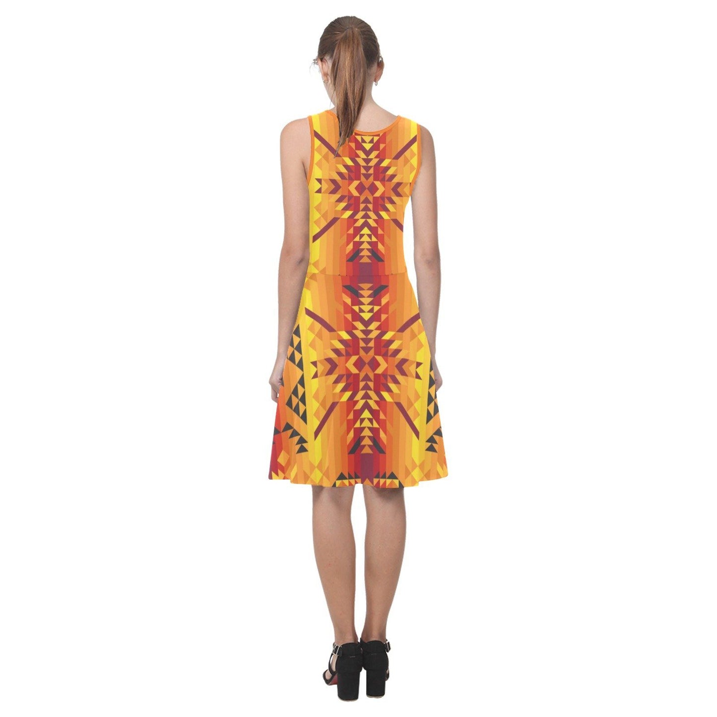 Desert Geo Yellow Red Atalanta Sundress (Model D04) Atalanta Sundress (D04) e-joyer 