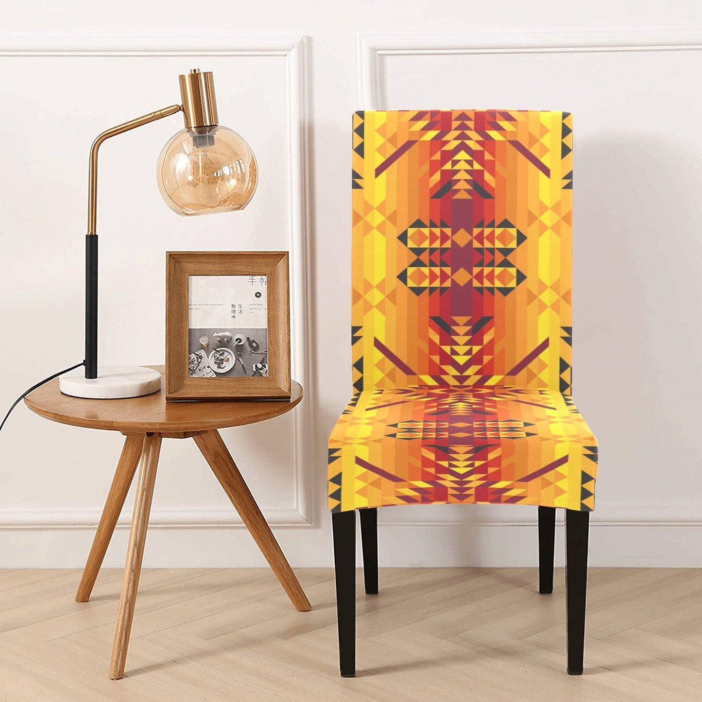 Desert Geo Yellow Red Chair Cover (Pack of 6) Chair Cover (Pack of 6) e-joyer 