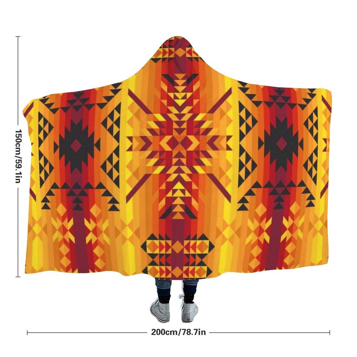 Desert Geo Yellow Red Hooded Blanket blanket 49 Dzine 