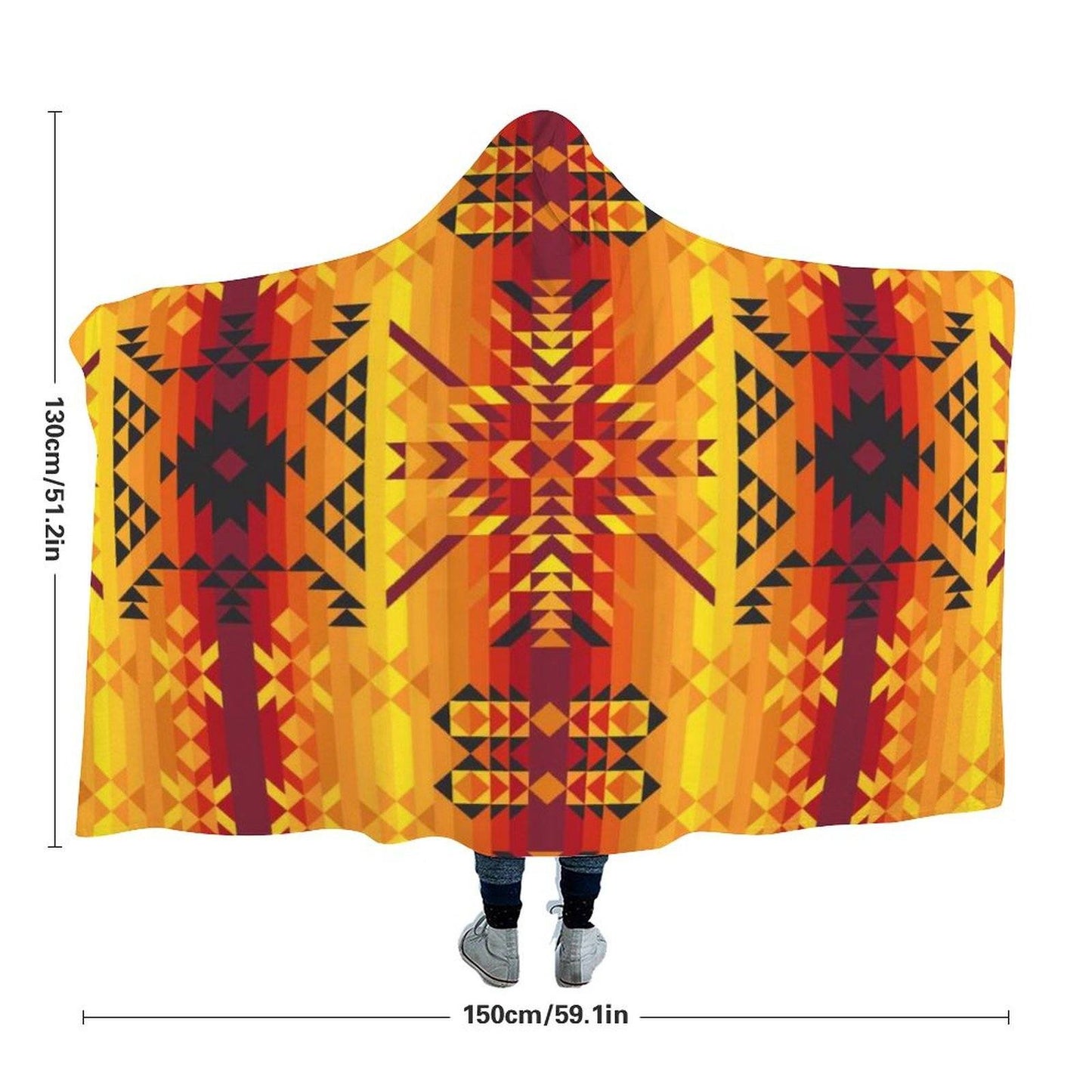 Desert Geo Yellow Red Hooded Blanket blanket 49 Dzine 