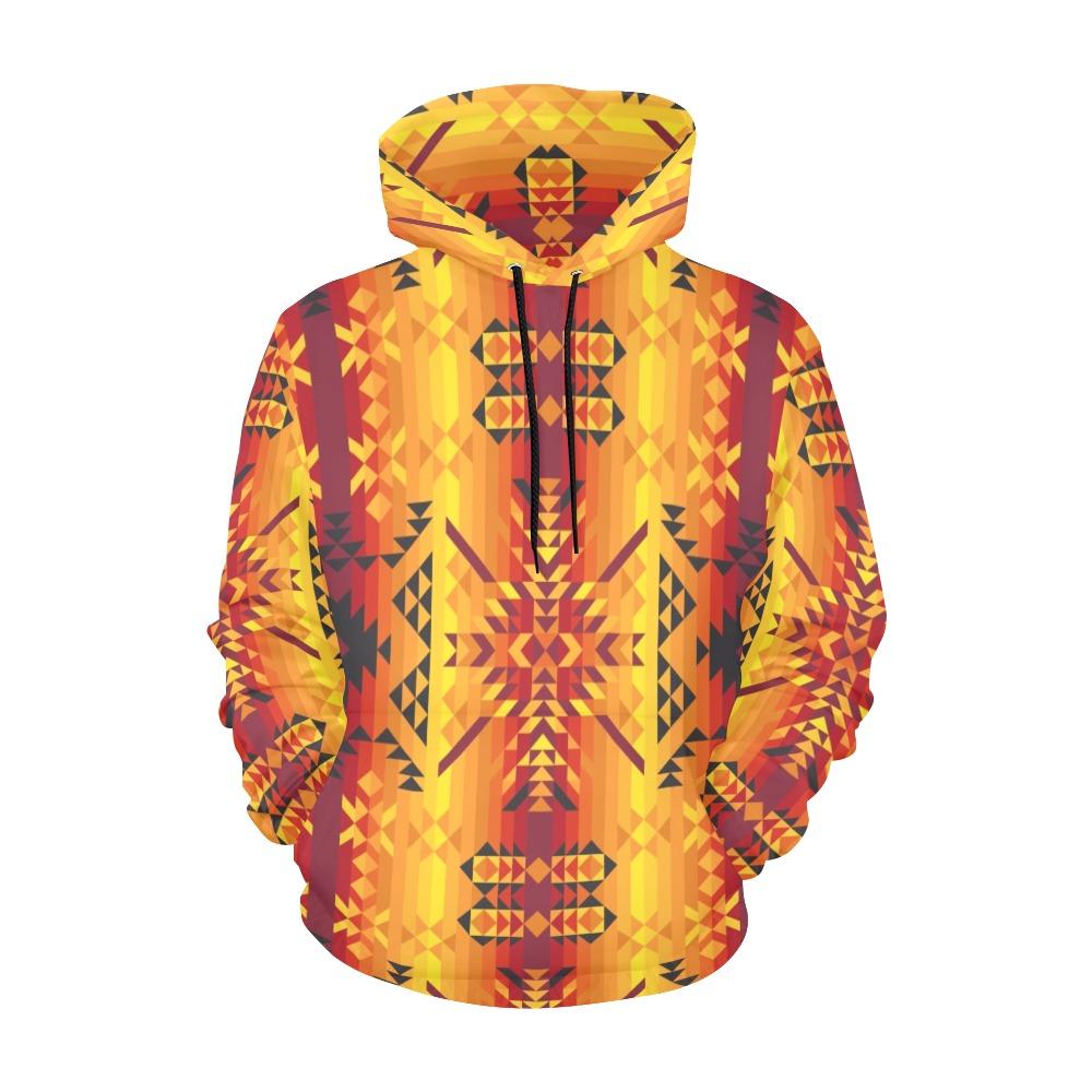 Desert Geo Yellow Red Hoodie for Women by 49 Dzine