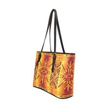 Load image into Gallery viewer, Desert Geo Yellow Red Leather Tote Bag/Large (Model 1640) Leather Tote Bag (1640) e-joyer 
