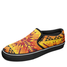 Load image into Gallery viewer, Desert Geo Yellow Red Otoyimm Canvas Slip On Shoes otoyimm Herman US Youth 1 / EUR 32 Black Sole 
