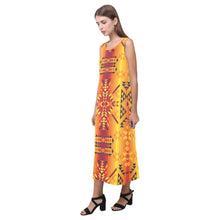 Load image into Gallery viewer, Desert Geo Yellow Red Phaedra Sleeveless Open Fork Long Dress (Model D08) Phaedra Sleeveless Open Fork Long Dress (D08) e-joyer 
