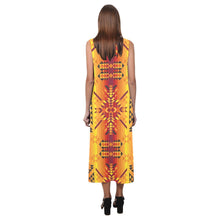 Load image into Gallery viewer, Desert Geo Yellow Red Phaedra Sleeveless Open Fork Long Dress (Model D08) Phaedra Sleeveless Open Fork Long Dress (D08) e-joyer 

