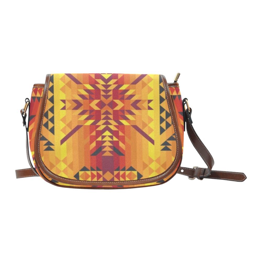 Desert Geo Yellow Red Saddle Bag/Large (Model 1649) bag e-joyer 