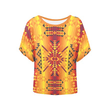 Load image into Gallery viewer, Desert Geo Yellow Red Women&#39;s Batwing-Sleeved Blouse T shirt (Model T44) Women&#39;s Batwing-Sleeved Blouse T shirt (T44) e-joyer 
