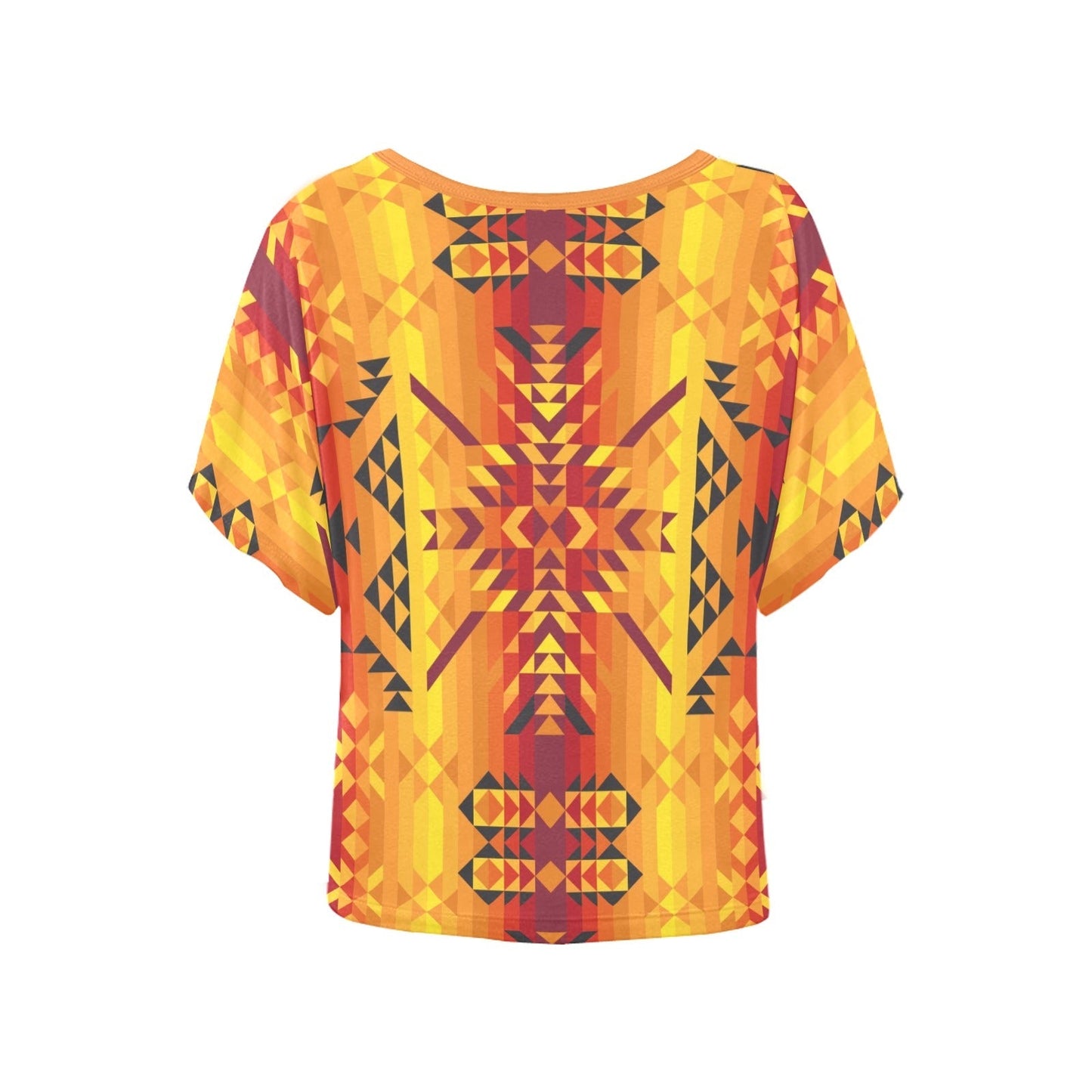 Desert Geo Yellow Red Women's Batwing-Sleeved Blouse T shirt (Model T44) Women's Batwing-Sleeved Blouse T shirt (T44) e-joyer 