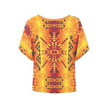 Load image into Gallery viewer, Desert Geo Yellow Red Women&#39;s Batwing-Sleeved Blouse T shirt (Model T44) Women&#39;s Batwing-Sleeved Blouse T shirt (T44) e-joyer 
