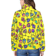 Load image into Gallery viewer, Indigenous Paisley Yellow Women&#39;s Stand Collar Padded Jacket
