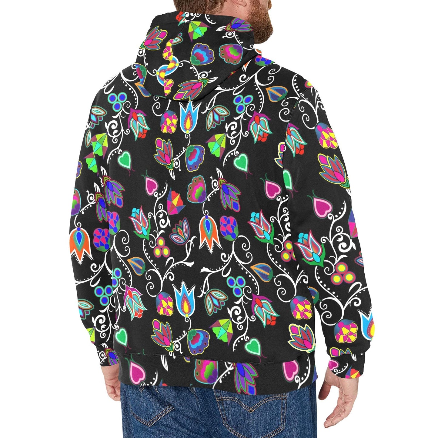 Indigenous Paisley Black Men's Long Sleeve Fleece Hoodie