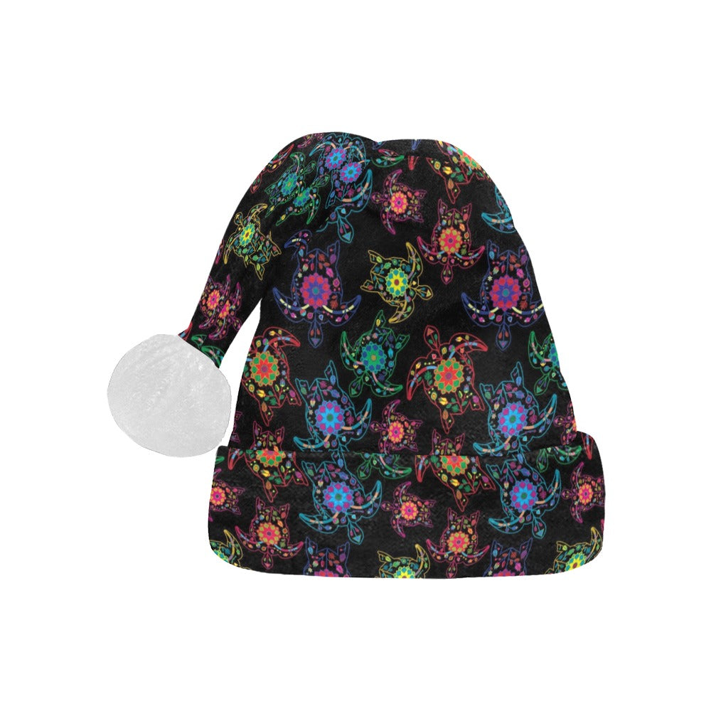 Neon Floral Turtles Santa Hat