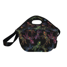 Load image into Gallery viewer, Neon Floral Horses Neoprene Lunch Bag/Large
