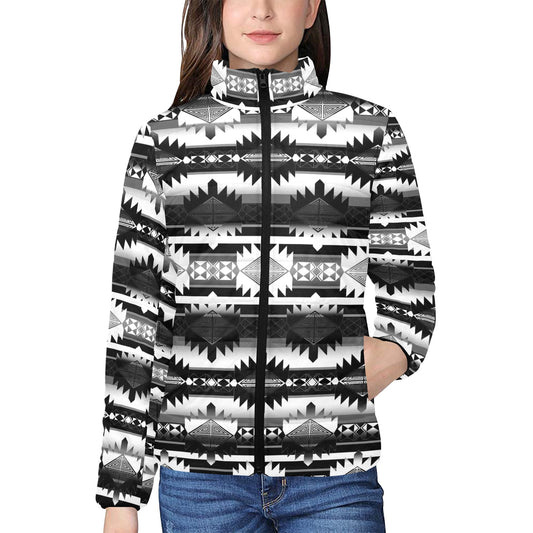 Okotoks Black and White Women's Stand Collar Padded Jacket