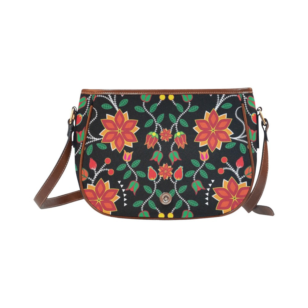 Floral Beadwork Six Bands Saddle Bag