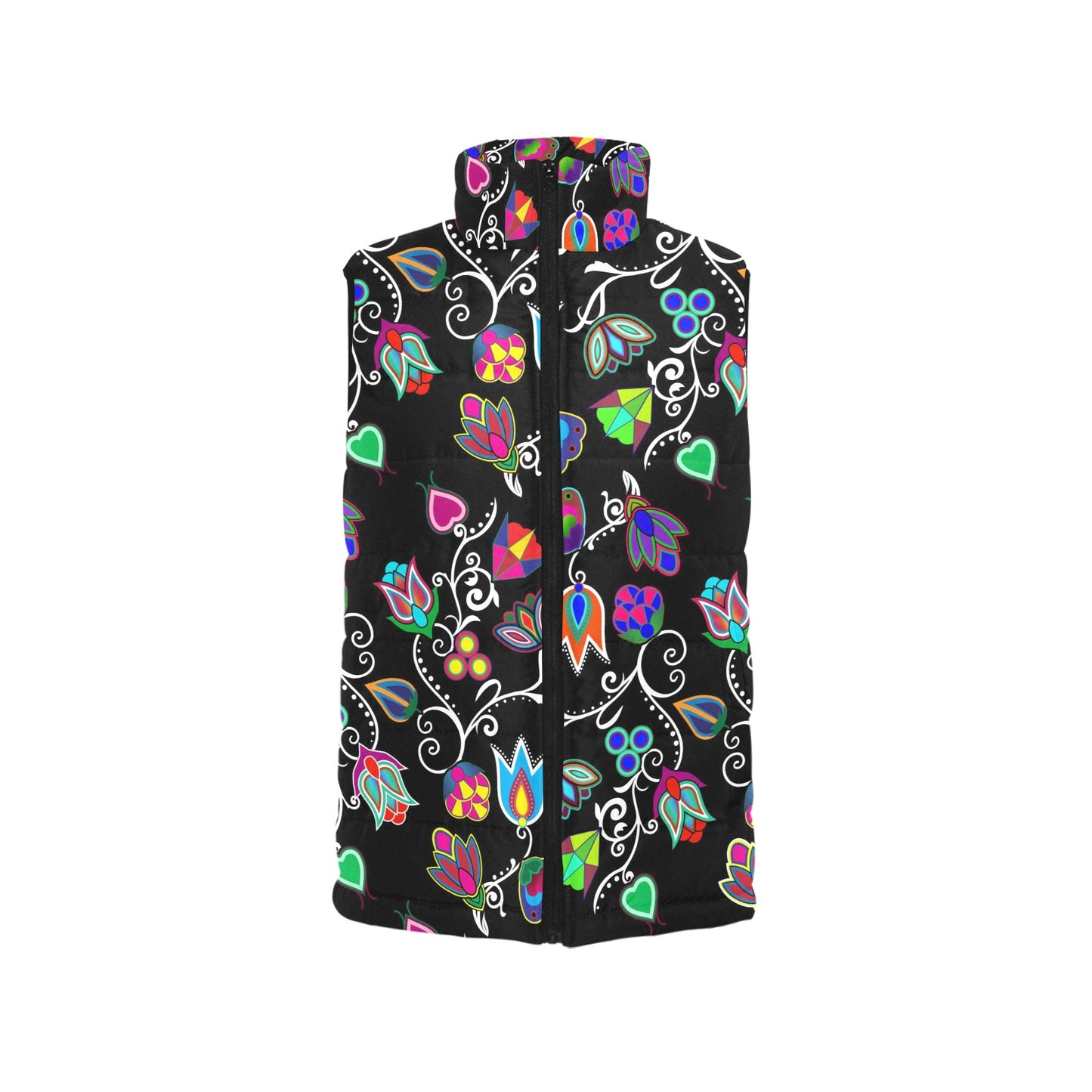 Indigenous Paisley Black Women's Padded Vest Jacket