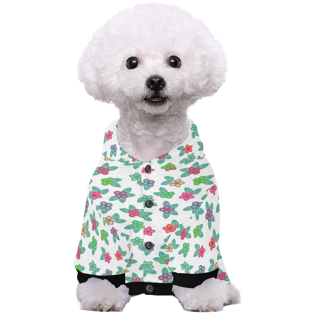 Berry Flowers White Pet Dog Hoodie