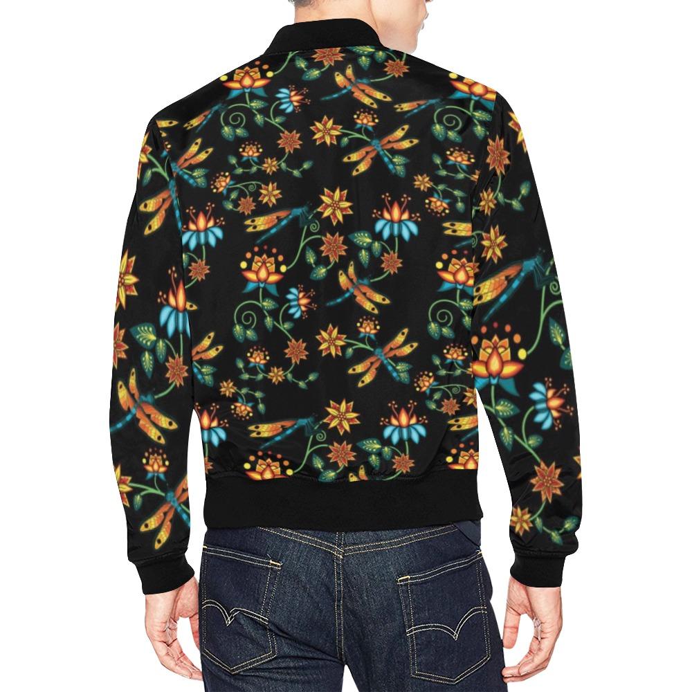 Dragon Lily Noir All Over Print Bomber Jacket for Men (Model H19) Jacket e-joyer 