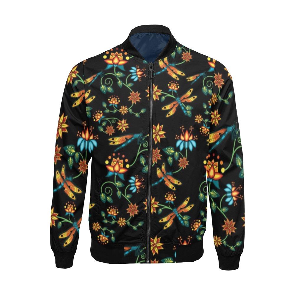 Dragon Lily Noir All Over Print Bomber Jacket for Men (Model H19) Jacket e-joyer 