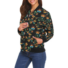 Load image into Gallery viewer, Dragon Lily Noir All Over Print Bomber Jacket for Women (Model H19) Jacket e-joyer 
