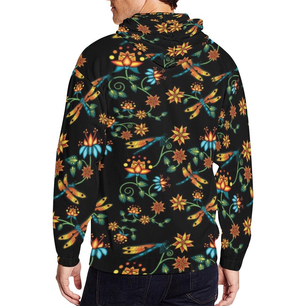 Dragon Lily Noir All Over Print Full Zip Hoodie for Men (Model H14) All Over Print Full Zip Hoodie for Men (H14) e-joyer 