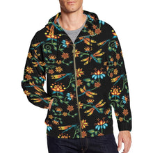 Load image into Gallery viewer, Dragon Lily Noir All Over Print Full Zip Hoodie for Men (Model H14) All Over Print Full Zip Hoodie for Men (H14) e-joyer 
