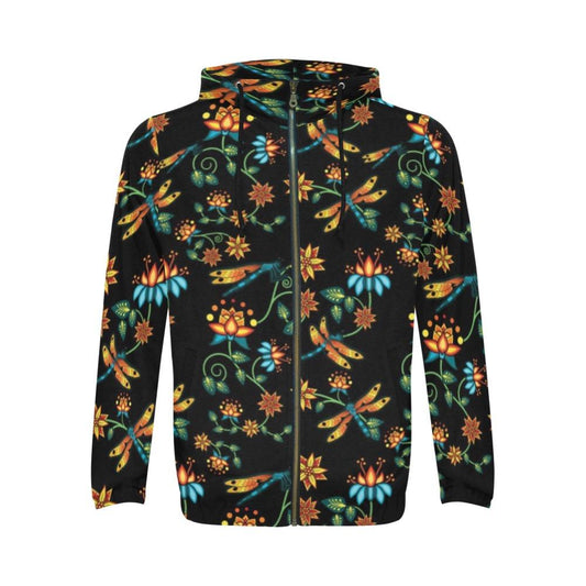 Dragon Lily Noir All Over Print Full Zip Hoodie for Men (Model H14) All Over Print Full Zip Hoodie for Men (H14) e-joyer 
