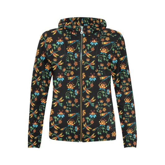 Dragon Lily Noir All Over Print Full Zip Hoodie for Women (Model H14) All Over Print Full Zip Hoodie for Women (H14) e-joyer 