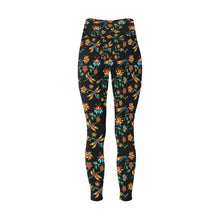 Load image into Gallery viewer, Dragon Lily Noir All Over Print High-Waisted Leggings (Model L36) High-Waisted Leggings (L36) e-joyer 
