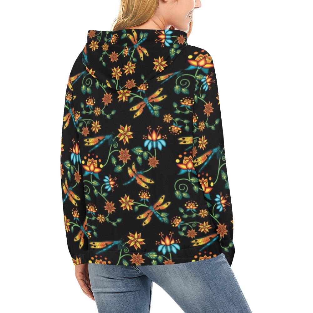 Dragon Lily Noir All Over Print Hoodie for Women (USA Size) (Model H13) All Over Print Hoodie for Women (H13) e-joyer 